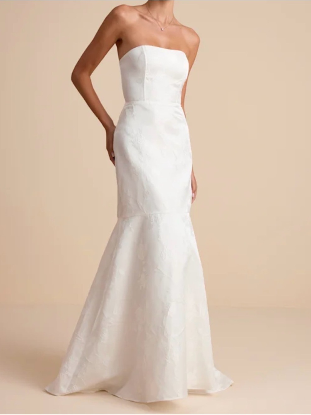 Lulu's Strapless White Mermaid Gown